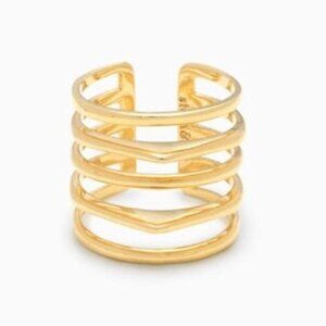 Stella & Dot Maylee Gold Tone Ring Stacked Look - M/L (7-8)